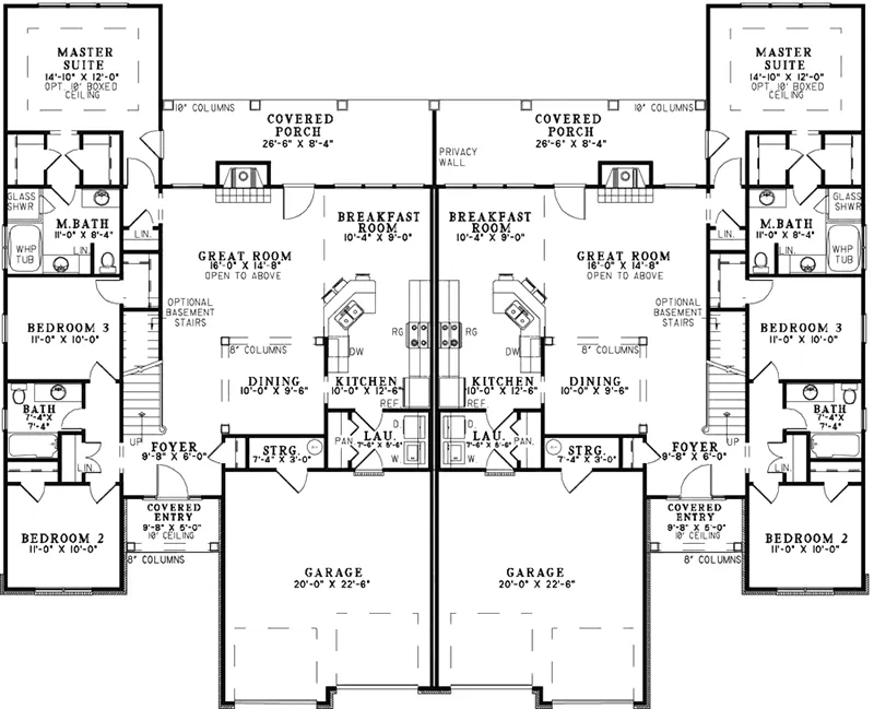 Multi-Family House Plan First Floor - Davis Rustic Duplex 055D-0866 - Search House Plans and More