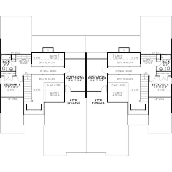 Craftsman House Plan Second Floor - Davis Rustic Duplex 055D-0866 - Search House Plans and More