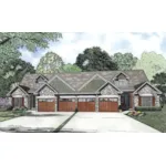 Craftsman House Plan Front of Home - Davis Rustic Duplex 055D-0866 - Search House Plans and More