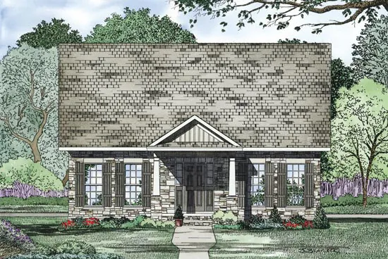 Ranch House Plan Front Image - Renaldo Narrow Lot Home 055D-0868 - Shop House Plans and More
