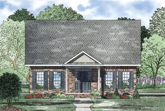 Ranch House Plan Front of Home - Renaldo Narrow Lot Home 055D-0868 - Shop House Plans and More
