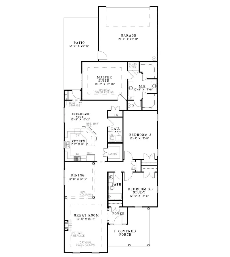 Traditional House Plan First Floor - Hawkins Corner Narrow Lot Home 055D-0869 - Search House Plans and More
