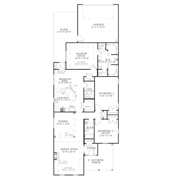 Traditional House Plan First Floor - Hawkins Corner Narrow Lot Home 055D-0869 - Search House Plans and More