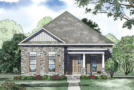Traditional House Plan Front Image - Hawkins Corner Narrow Lot Home 055D-0869 - Search House Plans and More