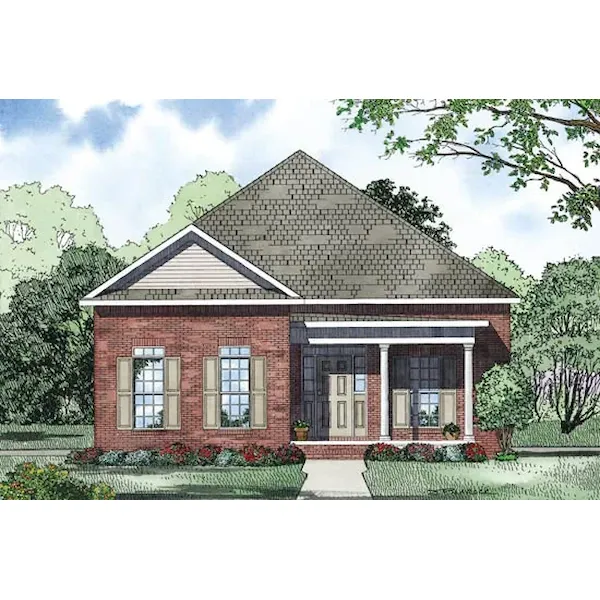 Traditional House Plan Front of Home - Hawkins Corner Narrow Lot Home 055D-0869 - Search House Plans and More