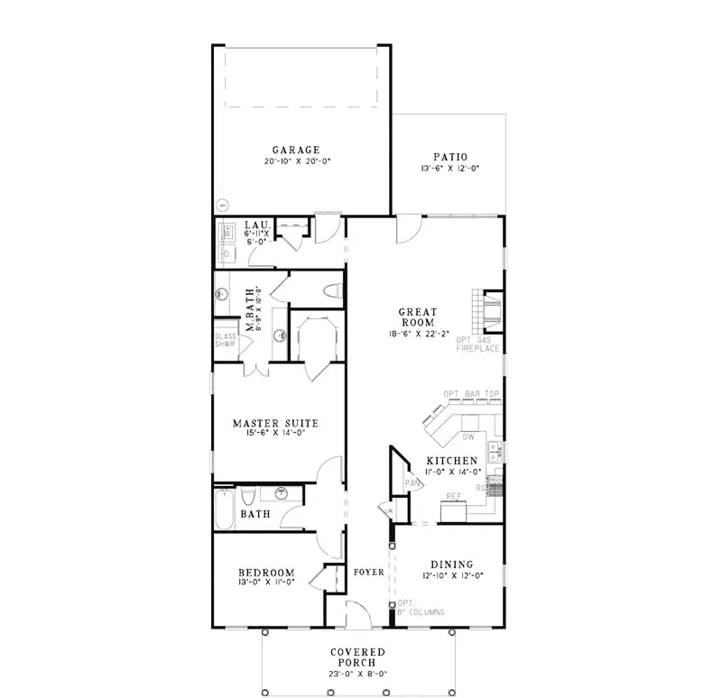 Country House Plan First Floor - Gray Haven Southern Home 055D-0870 - Search House Plans and More