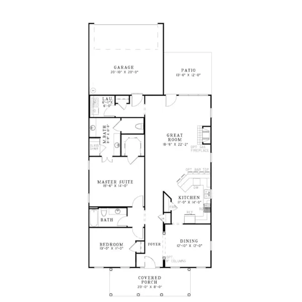 Farmhouse Plan First Floor - Gray Haven Southern Home 055D-0870 - Search House Plans and More