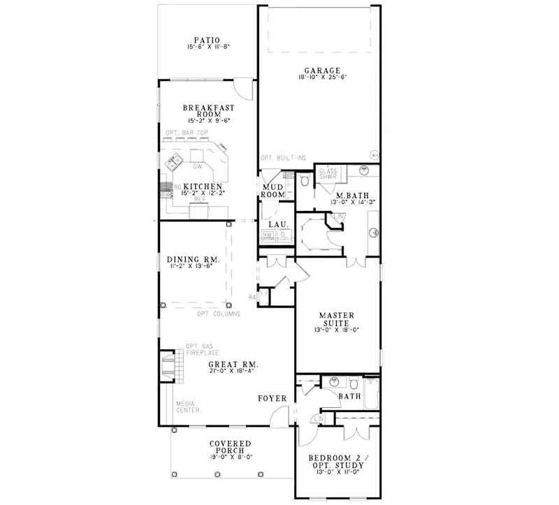 Farmhouse Plan First Floor - Highgrove Place Narrow Lot Home 055D-0872 - Search House Plans and More