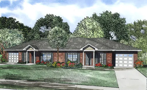 Multi-Family House Plan Front Image - Bordeau Ranch Duplex Home 055D-0874 - Search House Plans and More