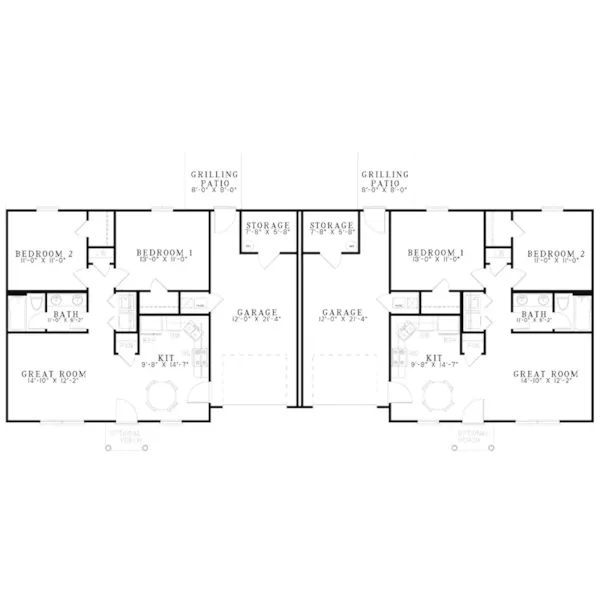 Traditional House Plan First Floor - Carapito Ranch Multi-Family 055D-0875 - Search House Plans and More