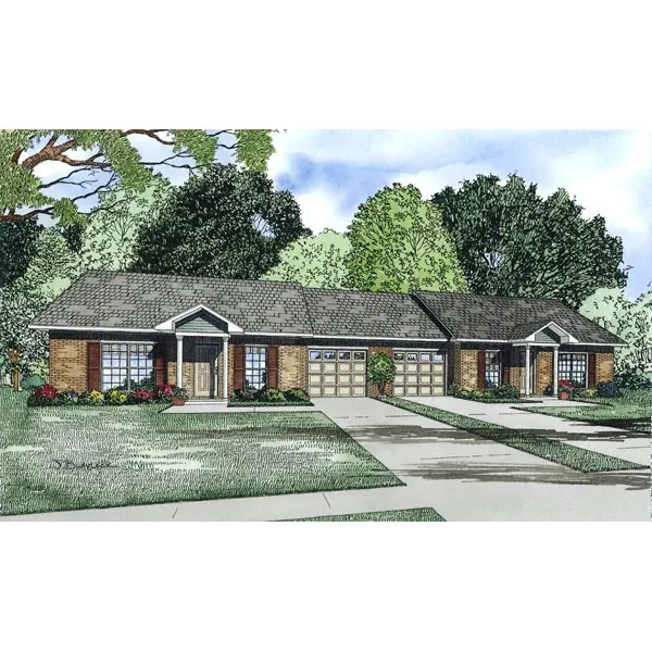 Traditional House Plan Front of Home - Carapito Ranch Multi-Family 055D-0875 - Search House Plans and More