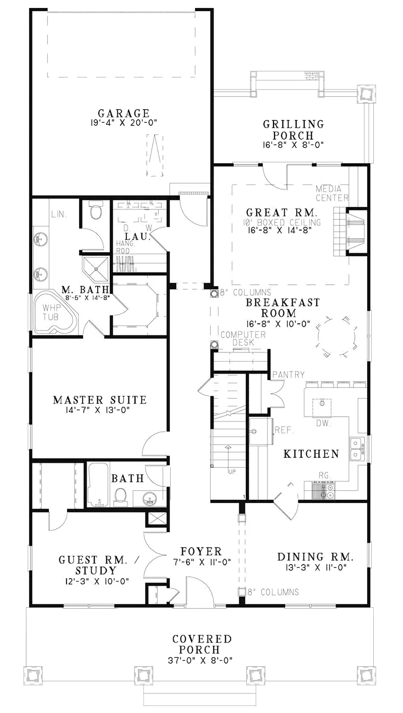 Arts & Crafts House Plan First Floor - Wigmore Acadian Home 055D-0876 - Shop House Plans and More