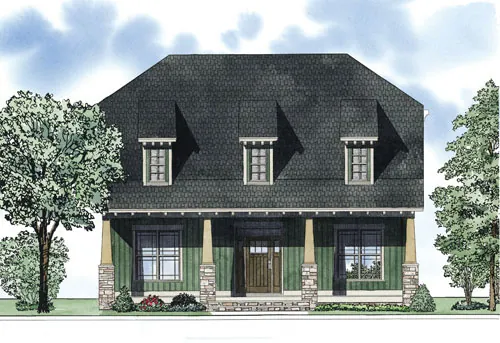 Arts & Crafts House Plan Front of Home - Wigmore Acadian Home 055D-0876 - Shop House Plans and More