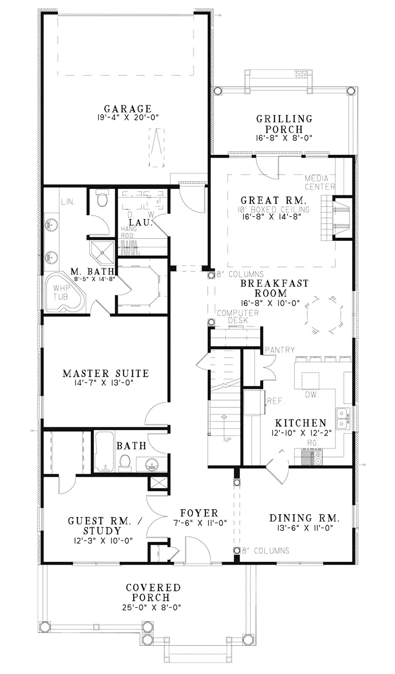Craftsman House Plan First Floor - Twinbrook Acadian Style Home 055D-0877 - Shop House Plans and More