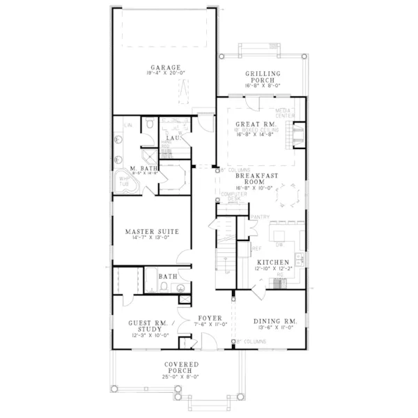 Craftsman House Plan First Floor - Twinbrook Acadian Style Home 055D-0877 - Shop House Plans and More