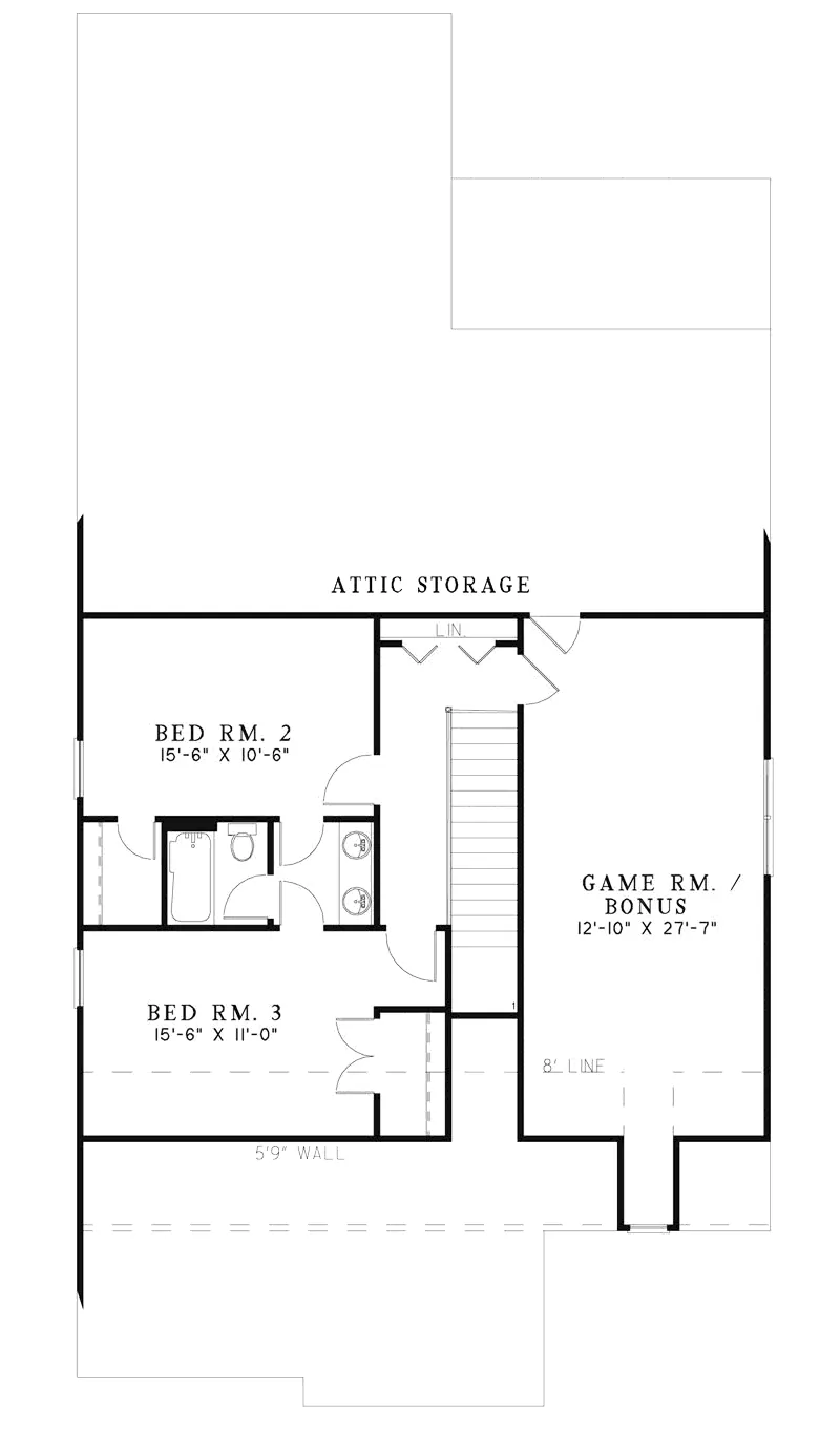 Traditional House Plan Second Floor - Twinbrook Acadian Style Home 055D-0877 - Shop House Plans and More