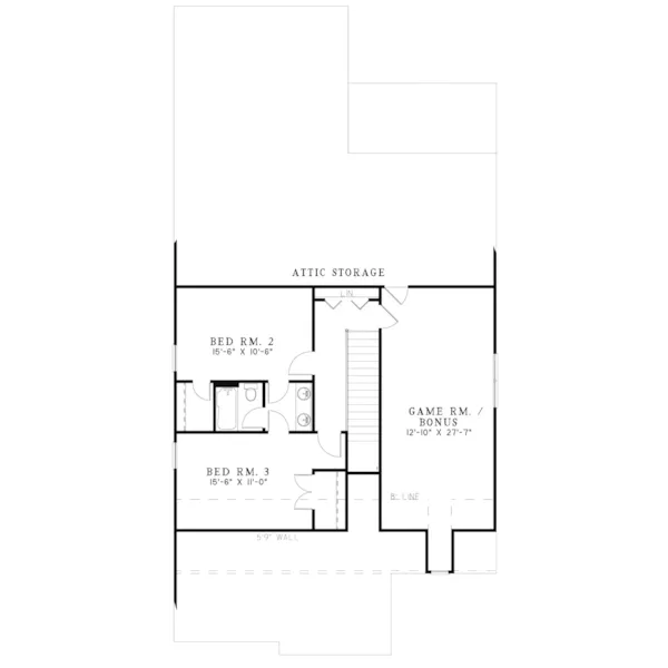 Craftsman House Plan Second Floor - Twinbrook Acadian Style Home 055D-0877 - Shop House Plans and More