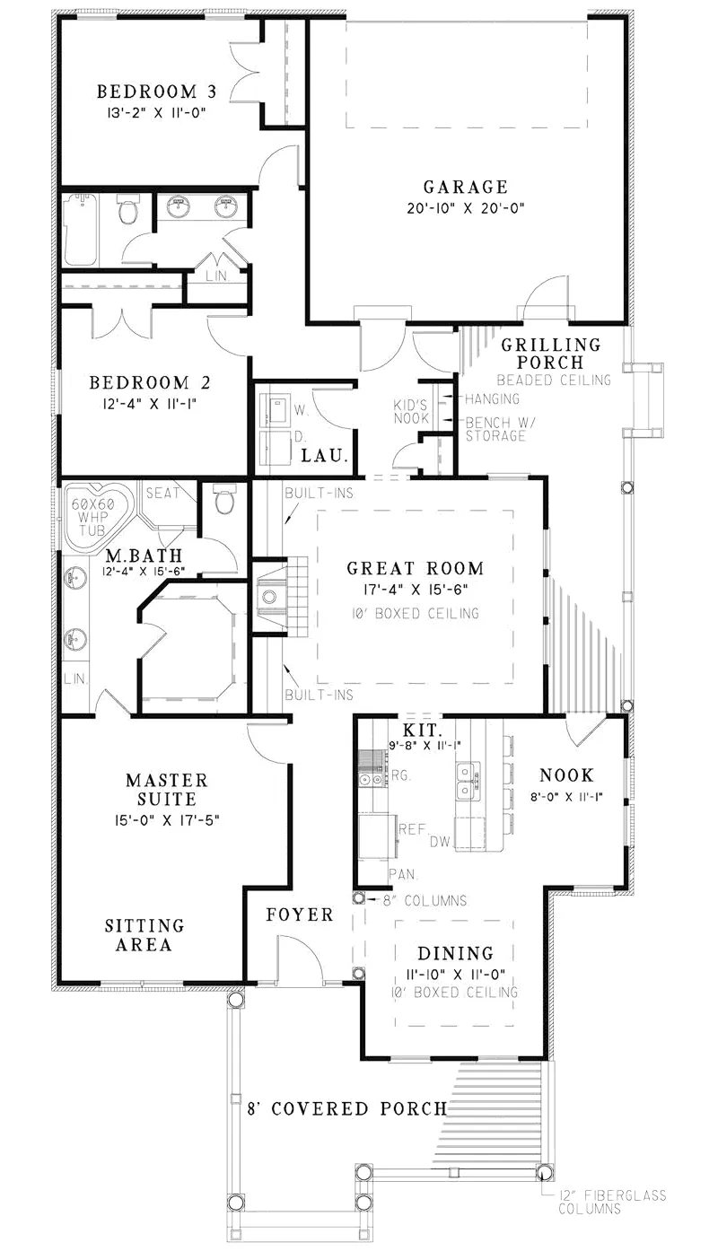 Arts & Crafts House Plan First Floor - Melton Spring French Home 055D-0878 - Shop House Plans and More