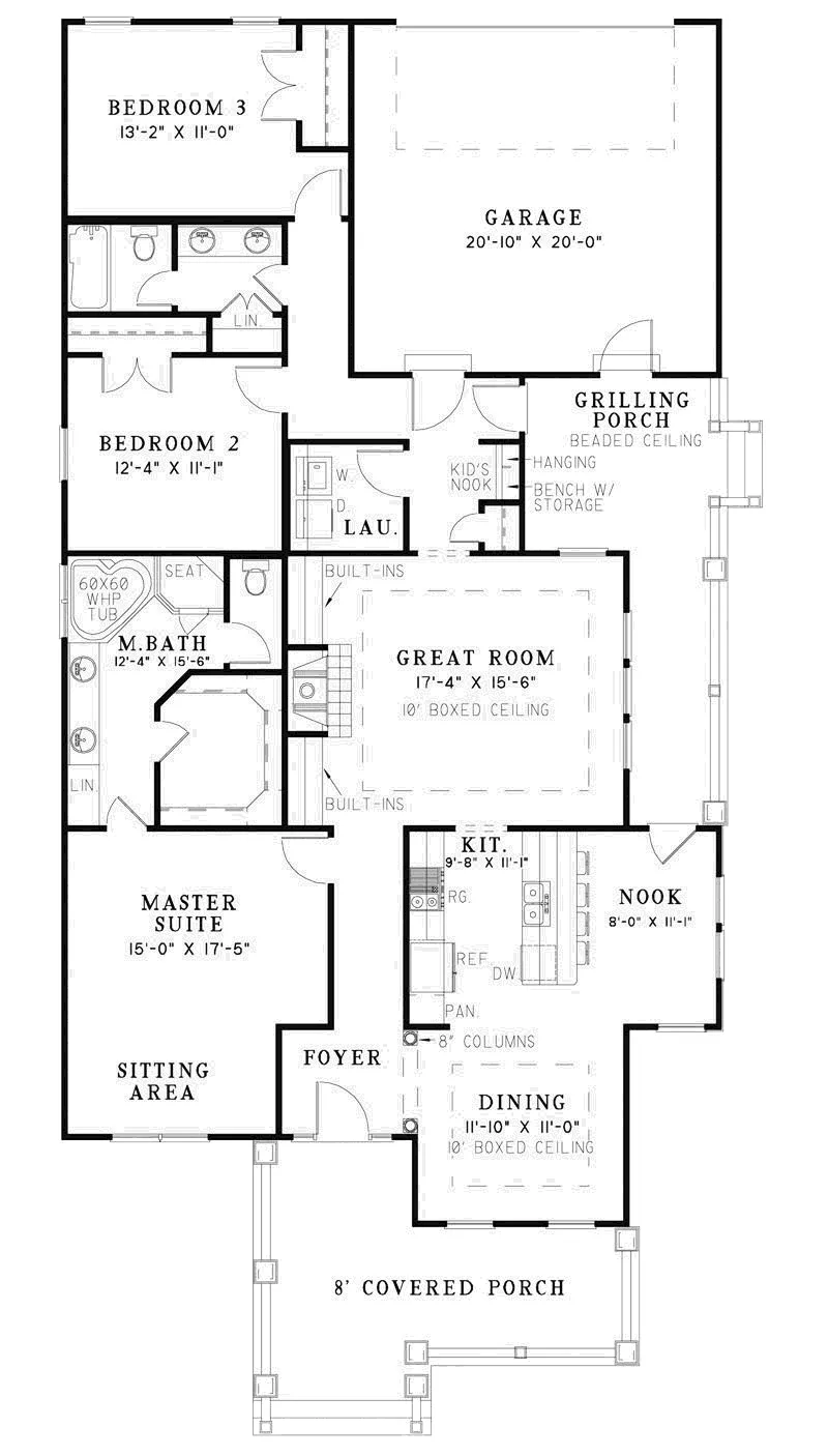 Ranch House Plan First Floor - Forest Edge Craftsman Home 055D-0879 - Search House Plans and More