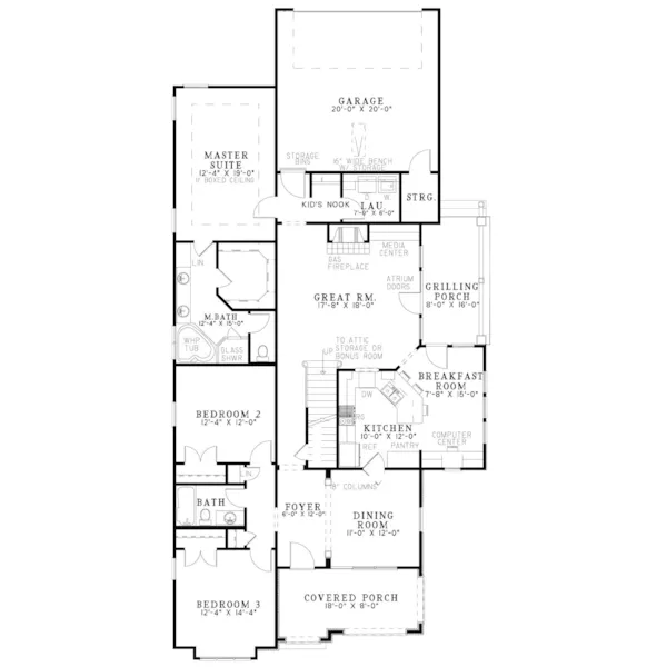 Traditional House Plan First Floor - Wheaton Hill Cottage Home 055D-0881 - Shop House Plans and More