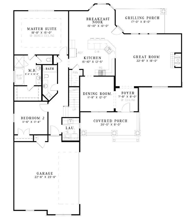 Arts & Crafts House Plan First Floor - Farmcrest Creek Craftsman Home 055D-0882 - Search House Plans and More