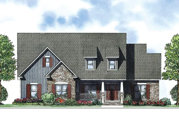 Arts & Crafts House Plan Front of Home - Farmcrest Creek Craftsman Home 055D-0882 - Search House Plans and More