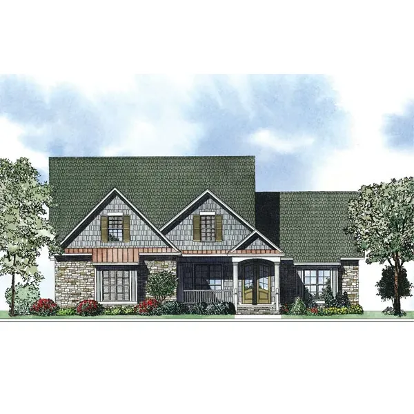 Arts & Crafts House Plan Front of Home - Mortons Grove Craftsman Home 055D-0883 - Shop House Plans and More