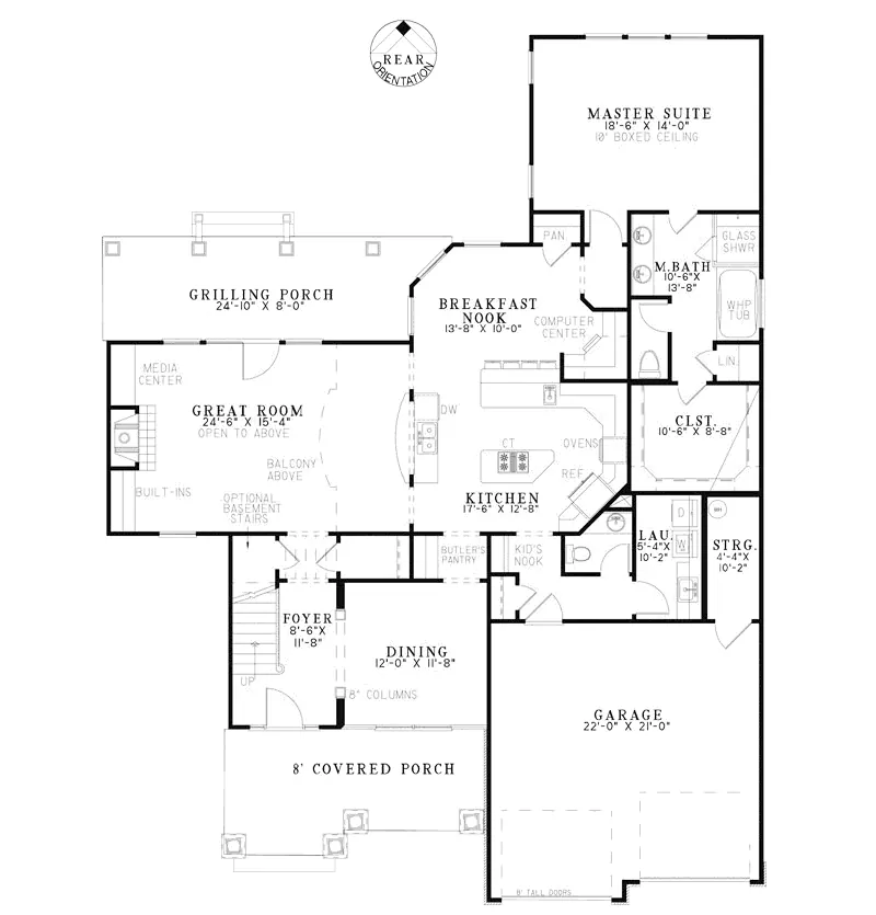Traditional House Plan First Floor - Mandava Country Craftsman Home 055D-0885 - Shop House Plans and More