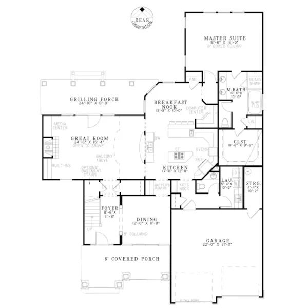 Craftsman House Plan First Floor - Mandava Country Craftsman Home 055D-0885 - Shop House Plans and More