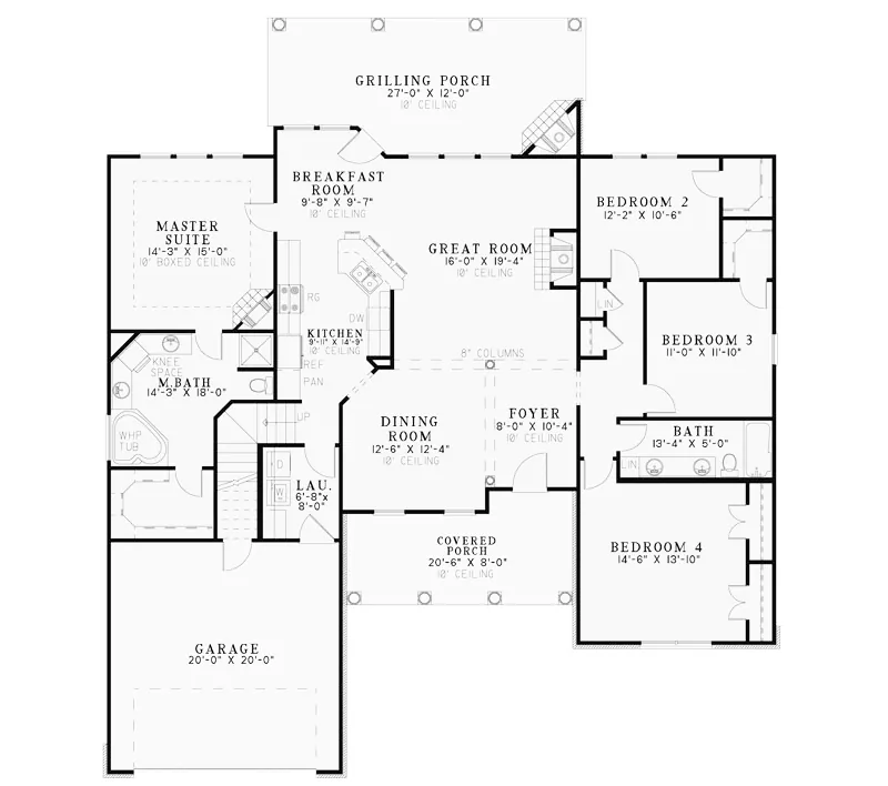 Southern House Plan First Floor - Beauchamp European Home 055D-0887 - Search House Plans and More