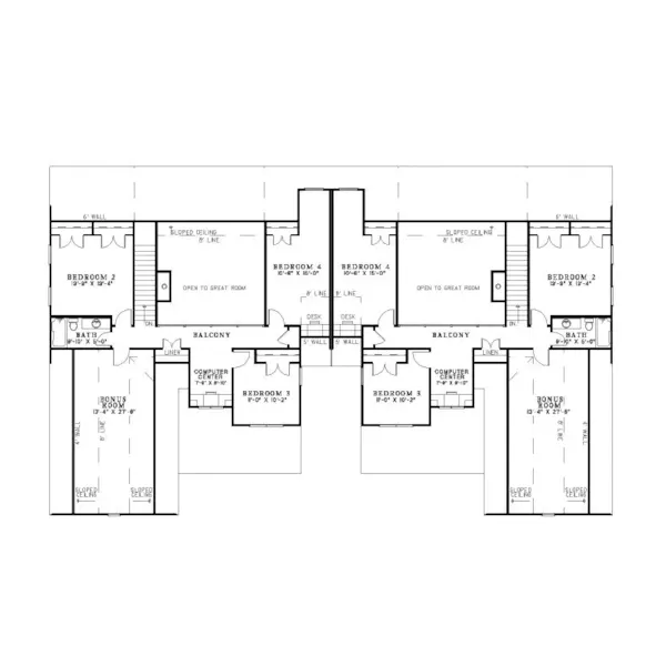 Multi-Family House Plan Second Floor - Ensenada Luxury Duplex Home 055D-0888 - Search House Plans and More