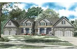Arts & Crafts House Plan Front of Home - Ensenada Luxury Duplex Home 055D-0888 - Search House Plans and More