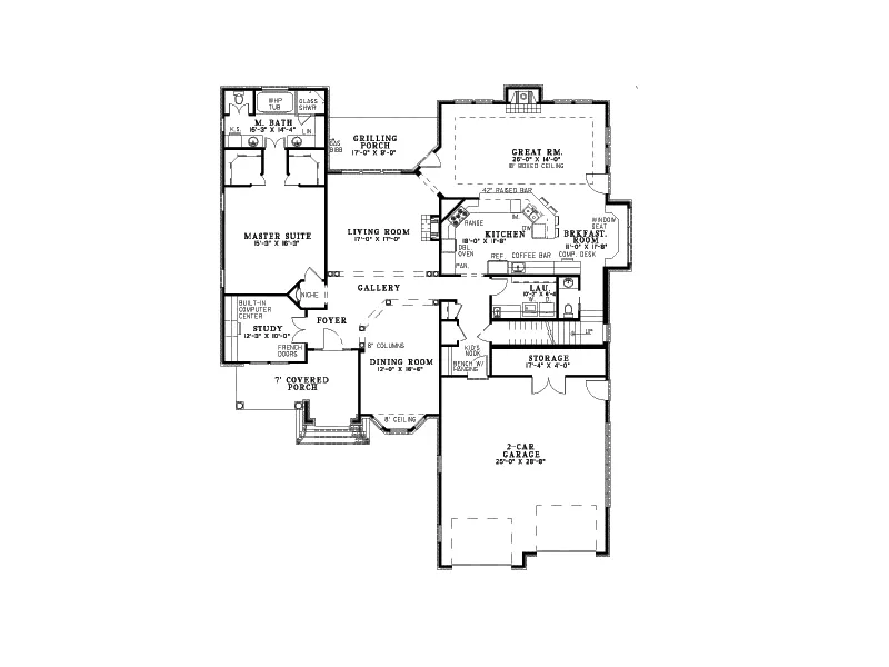 Craftsman House Plan First Floor - Gloria Manor European Home 055D-0889 - Search House Plans and More
