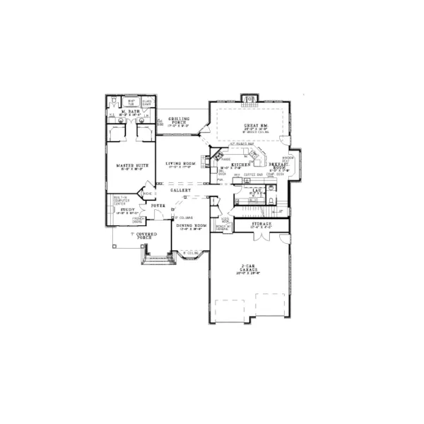 English Cottage House Plan First Floor - Gloria Manor European Home 055D-0889 - Search House Plans and More