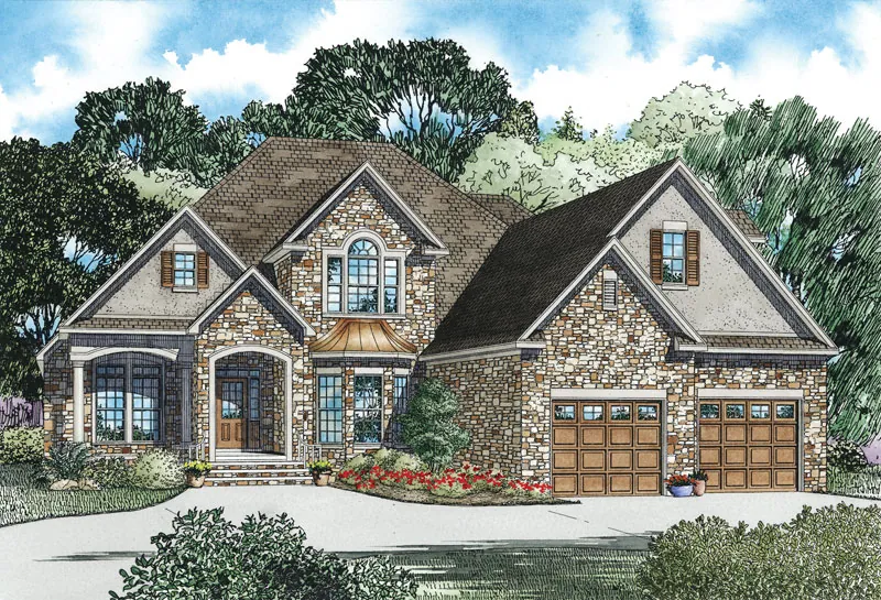 Arts & Crafts House Plan Front of Home - Gloria Manor European Home 055D-0889 - Search House Plans and More