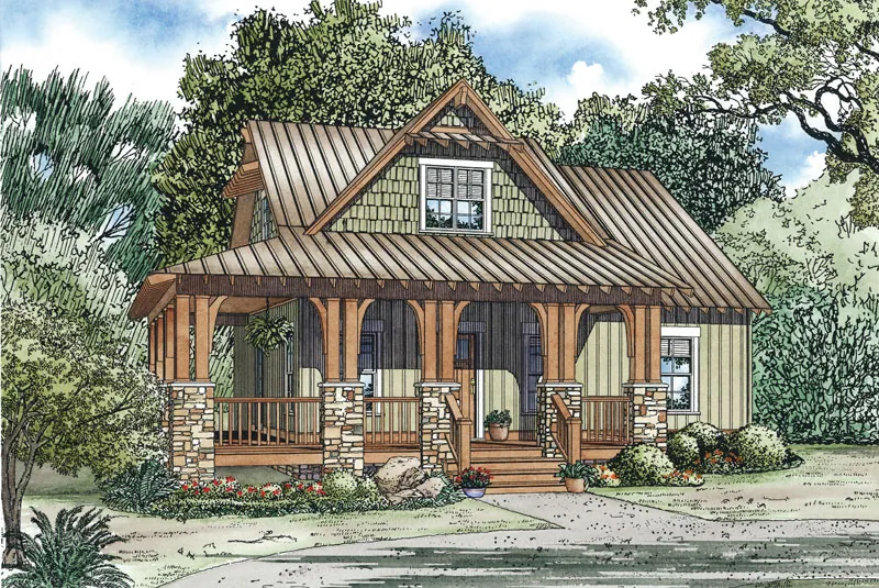 Arts & Crafts House Plan Front Image - Silvercrest Craftsman Cabin Home 055D-0891 - Shop House Plans and More
