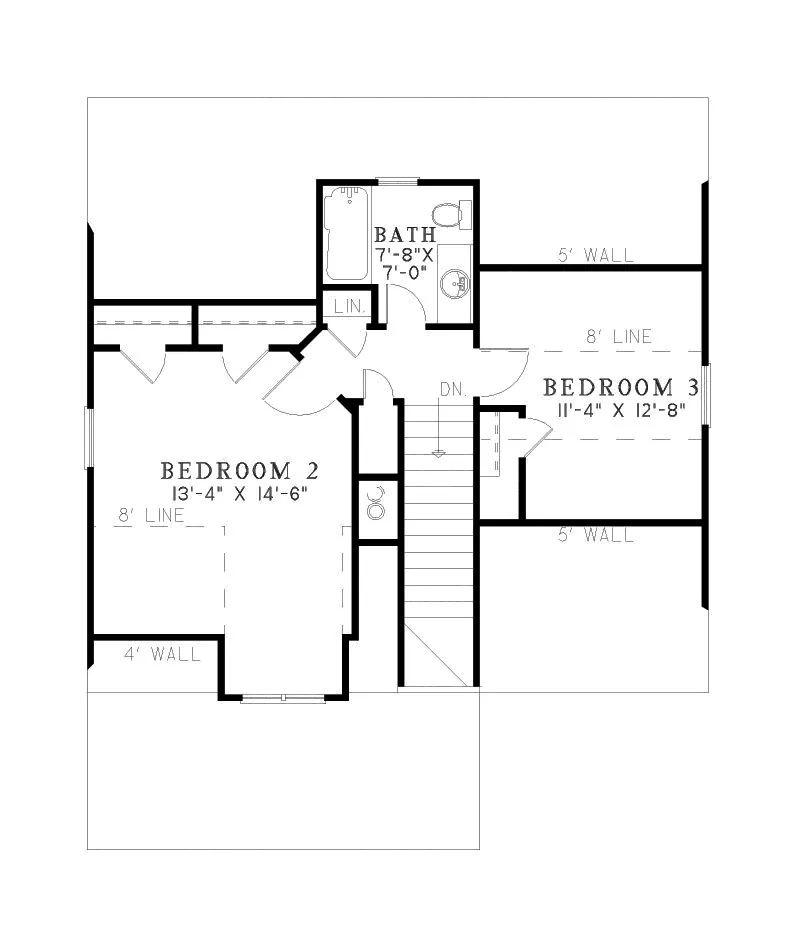Bungalow House Plan Second Floor - Norham Craftsman Cabin Home 055D-0892 - Shop House Plans and More
