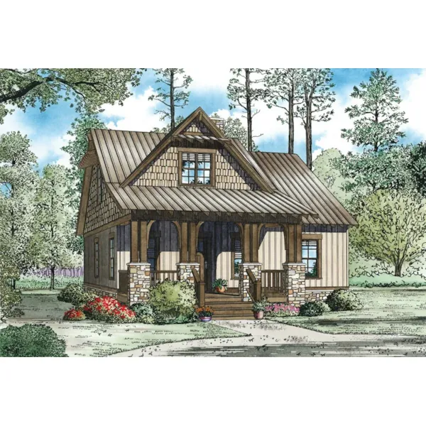 Rustic House Plan Front of Home - Norham Craftsman Cabin Home 055D-0892 - Shop House Plans and More