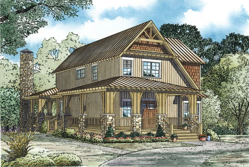 Rustic House Plan Front of Home - Montrose Bend Country Home 055D-0893 - Shop House Plans and More