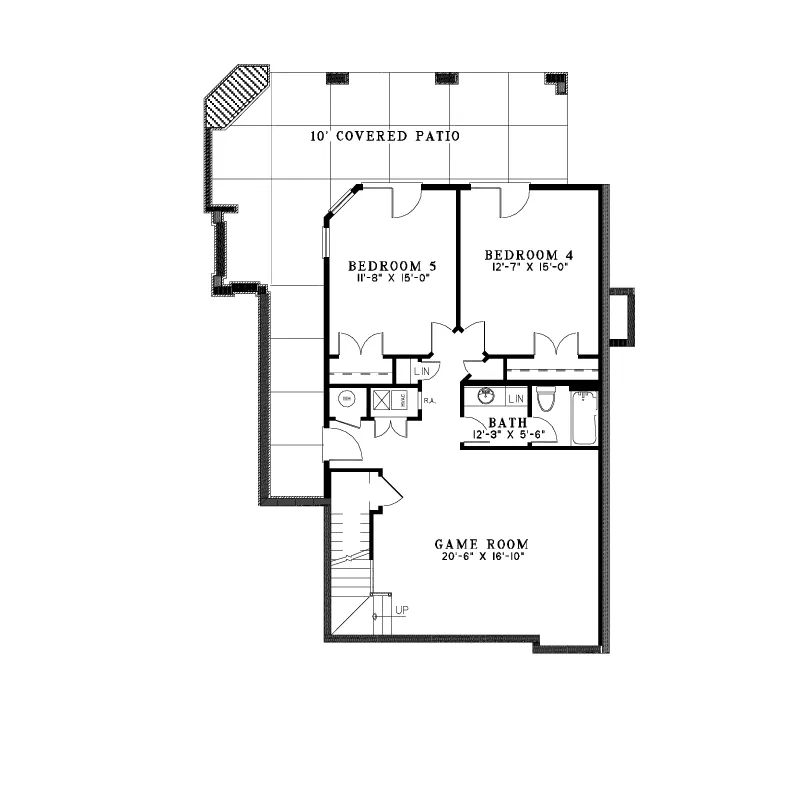 Cabin & Cottage House Plan Lower Level Floor - Montrose Bend Country Home 055D-0893 - Shop House Plans and More