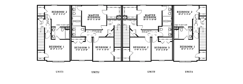 Multi-Family House Plan Second Floor - Kirlin Rustic Stone Fourplex 055D-0896 - Search House Plans and More