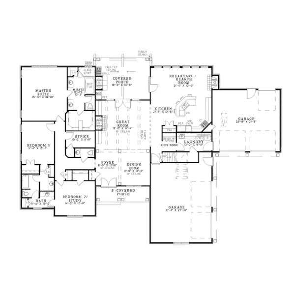 Ranch House Plan First Floor - Francine Place Traditional Home 055D-0897 - Search House Plans and More