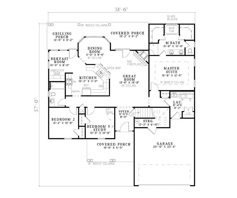 Country House Plan First Floor - Elmore Place Rustic Ranch Home 055D-0900 - Search House Plans and More