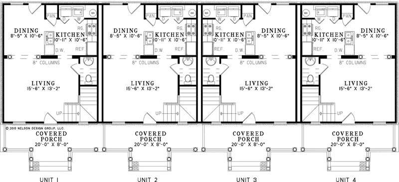 Multi-Family House Plan First Floor - Bamberg Country Fourplex 055D-0901 - Search House Plans and More