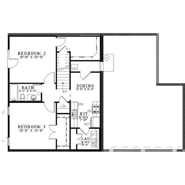 Ranch House Plan Lower Level Floor - Flatrock Hollow Acadian Home 055D-0903 - Search House Plans and More