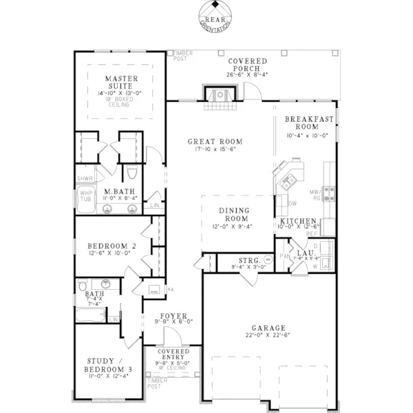 Traditional House Plan First Floor - Sauk Rapids Craftsman Home 055D-0905 - Shop House Plans and More