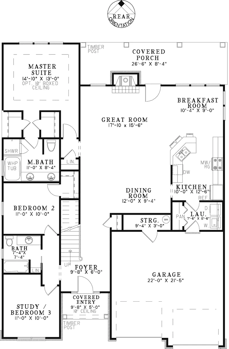 Traditional House Plan First Floor - Walden Pond Craftsman Home 055D-0906 - Shop House Plans and More