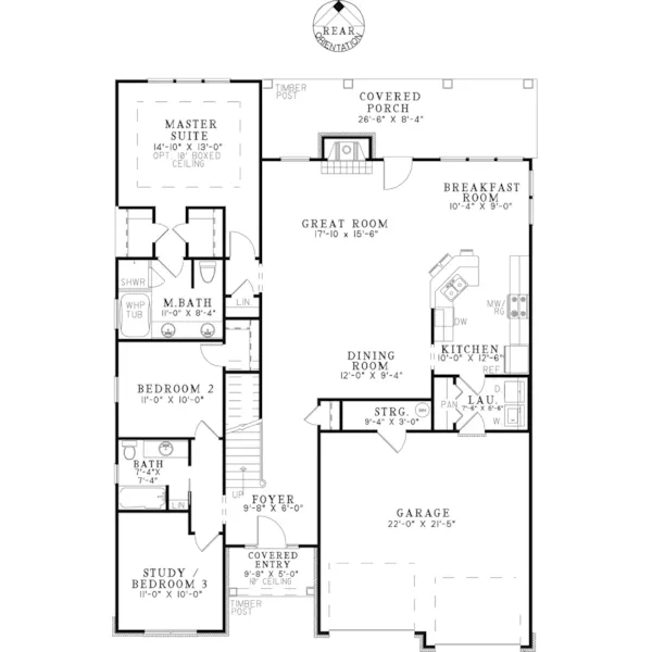 Traditional House Plan First Floor - Walden Pond Craftsman Home 055D-0906 - Shop House Plans and More