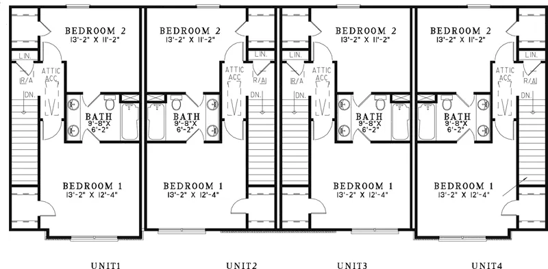 Craftsman House Plan Second Floor - Carson Place Rustic Fourplex 055D-0908 - Search House Plans and More