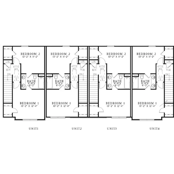 Arts & Crafts House Plan Second Floor - Carson Place Rustic Fourplex 055D-0908 - Search House Plans and More